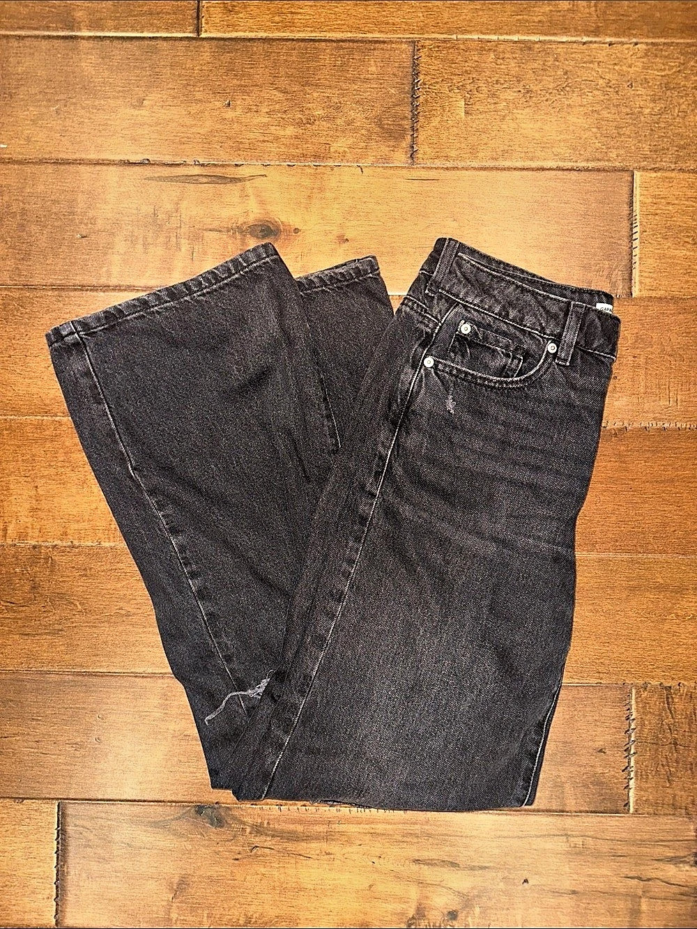 Garage Women's Distressed Black Wide Leg Jeans